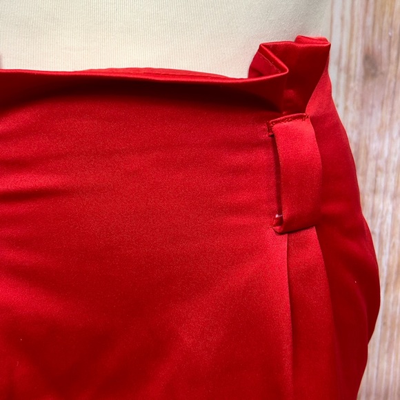 Express High Waist Red Satin Pencil Skirt - Picture 2 of 7
